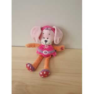 Doudou Lapin Rose Orange Tex - Occasion