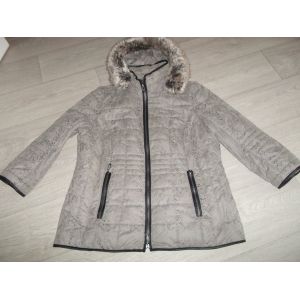 Parka Veste Longue Damart Tons Beige, Marron Clair, Gris, Motif Serpent 46/48 Tbe - Occasion