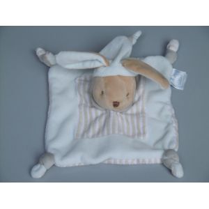 Doudou Lapin Plat Carr&eacute; Bleu Beige Gris Mes Petits Cailloux Cmp - Occasion
