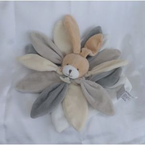 Doudou Lapin Plat Carr&eacute; P&eacute;tales Beige Taupe Collector Doudou Et Compagnie - Occasion