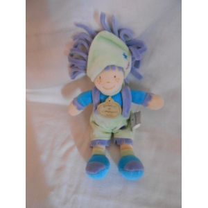 Doudou Et Compagnie Poupee Fee Petite Fille Cheveux Mauve 20 Cm Bandana Foulard Vert Pull Chausson Bleu Turquoise Broderie Fleur Salopette Bille Dans Le Corps A Suspendre - Occasion