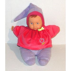 doudou babipouce rose mauve brodé d un coeur poupée de chiffon 2013 corolle 28cm - Occasion
