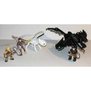 dragons dreamworks furie nocturne krokmou et furie eclair &#43; lot 3 figurines harold astrid rustik - Occasion