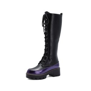 Femmes Bottes Longues Hautes Au Genou À Plateforme Lacets Pour - 35 - Occasion
