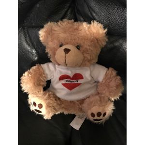 Doudou Peluche Ours Marron T-Shirt Blanc Coeur Rouge Primark 20cm - Occasion