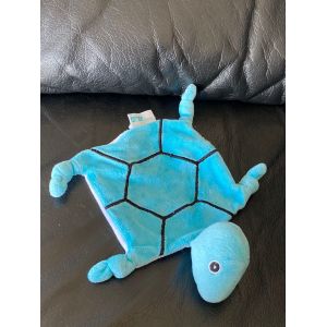 Doudou peluche plat tortue bleu et noir bioderma 16cm - Occasion