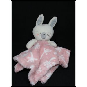 Doudou Plat Lapin Rose Et Gris - Jainco - Occasion