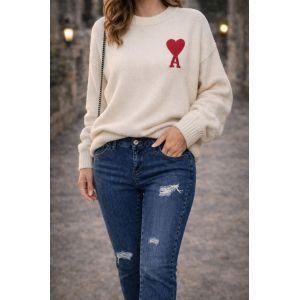 Jean Mango Bleu Brut Trou&eacute; Coupe Droite Taille Xs / Raw Blue Straight Ripped Jeans - Occasion