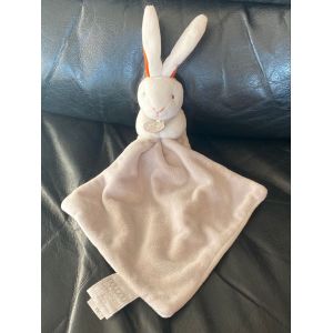 DOUDOU ET COMPAGNIE LAPIN BLANC MOUCHOIR EPAIS GRIS ORANGE ramsay clinique de l union - Occasion