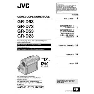 Manuel d'utilisation de camescope numérique JVC GR-D93, GR-D73, GR-D53, GR-D23 - Occasion