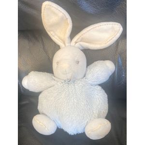 Peluche doudou lapin boule bleu blanc KALOO 18-30cm - Occasion