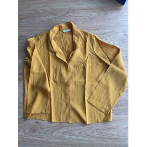Chemise Manches Longues Polyester Jaune Moutarde Taille L Marque Mango - Occasion