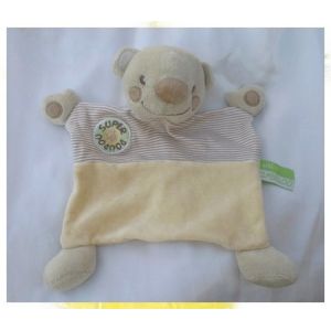 Doudou Plat Ours super doudou Jaune Et Rayures blanc beige La Halle Kimbaloo - Occasion