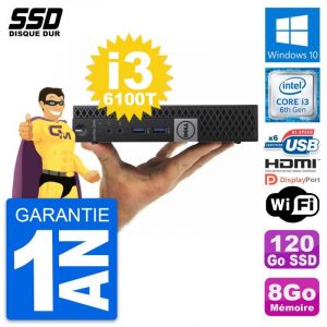 Mini PC Dell OptiPlex 3040 Micro i3-6100T RAM 8Go SSD 120Go HDMI Windows 10 Wifi - Occasion