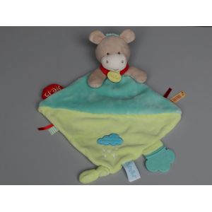 Doudou Âne Plat Gris Vert Bleu Baby Nat - Occasion