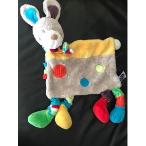 Mots D'enfants Doudou Lapin Gris Jaune Rouge Vert Bleu Écharpe 24cm - Occasion