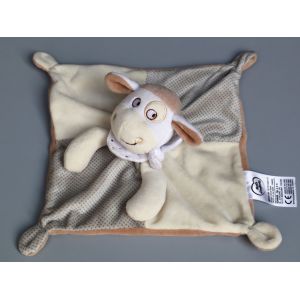 Doudou Mouton Plat Beige Gris Marron Mots D'enfants - Occasion