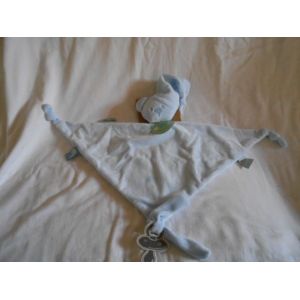 Nattou Jollymex Grand Doudou Plat Ours Mat&eacute;riaux Recycl&eacute;s65 X 40 Cm, Lapidou Bleu Ciel Pale Plat Triangle Etiquette Noeud Attache Sucette Tetine - Occasion