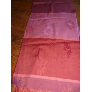 Echarpe 100% Acrylique Rouge Et Rose Signée Claire Neuville - Occasion