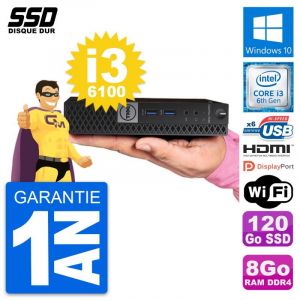 Mini PC Dell OptiPlex 7040 Micro i3-6100T RAM 8Go SSD 120Go HDMI Windows 10 Wifi - Occasion