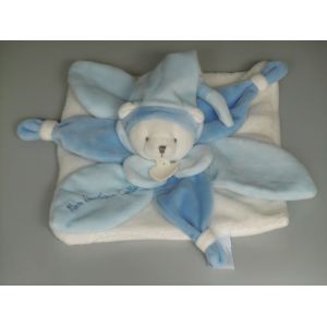 Doudou et Compagnie ours plat bleu blanc p&eacute;tales Mon Doudou Collector - Occasion