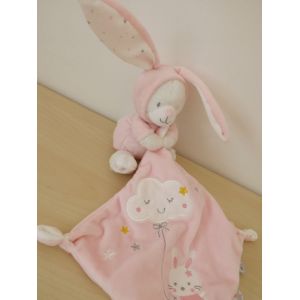 Doudou Ours Blanc Habit Lapin Rose Et Son Carré Nuage Lapin Max Et Sax - Occasion