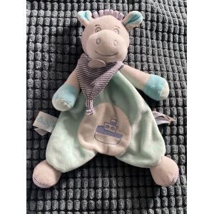 BABYNAT BABY NAT DOUDOU ANE ZEBRE GRIS BLEU PLAT PICOTIN VERT BLEU 28CM - Occasion