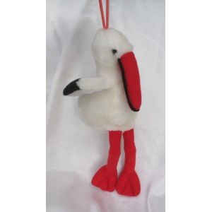 Doudou Peluche Cigogne Blanc Rouge Noir Cp International - Occasion
