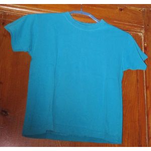 Tee-Shirt Enfant Manches Courtes - Dubster De Chez H & M - Taille 5 Ans (110cm) - Turquoise Avec Motif Au Dos - 100%Coton - Occasion