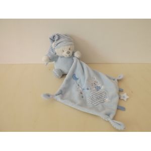 Doudou Ours Bleu Blanc Max & Sax - Occasion