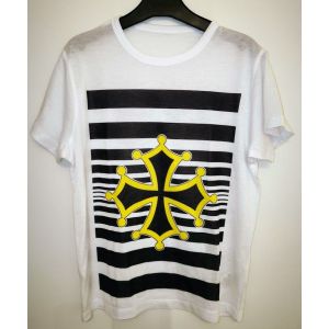 T-Shirt Blanc Motif Croix Occitane - T U - Occasion