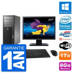 PC Tour HP Z210 Ecran 27" Intel G630 RAM 8Go Disque Dur 1To Windows 10 Wifi - Occasion