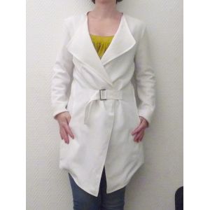 Veste/ Gilet Mi Long Blanc En Lin Et Viscose- Taille 1- Rodika Zanian - Occasion