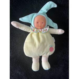 Doudou Hochet Poupée Fille Jaune Vert Pastel Pomme Corolle 28 Cm - Occasion