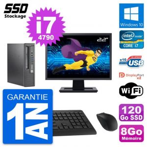 Mini PC HP 800 G1 USDT Ecran 22" Intel i7-4790 RAM 8Go SSD 120Go Windows 10 Wifi - Occasion