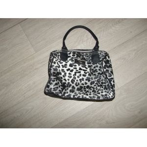 Sac à main POTIRON PARIS simili cuir &#34;léopard&#34; noir et blanc TBE - Occasion