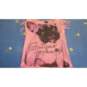 Tee Shirt Rose À Franges " Guizmo Forever " - Taille S - Occasion