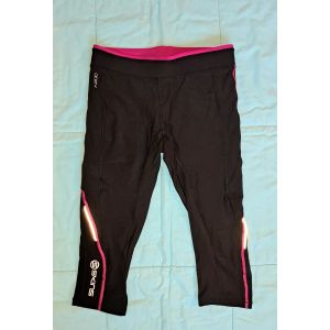 Legging Skins Pantacourt Sport Trail S Trail Running Cyclisme Legging Pantalon Noir Et Rose Stretch Homme Femme Cale&ccedil;on Cuissard Rando Compression Collant 3/4 Technique Corsaire - Occasion