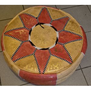 Pouf en cuir marocain rouge - Occasion