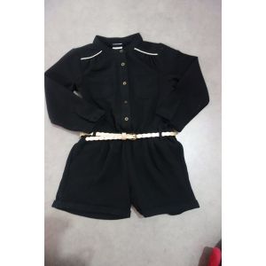 Combishort Tissu Fluide Noire + Ceinture Dorée Tape À L'oeil - 4 Ans - Occasion