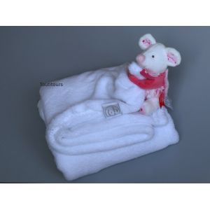 Doudou souris rose blanc couverture Lovely plaid fraise Doudou et compagnie - Occasion