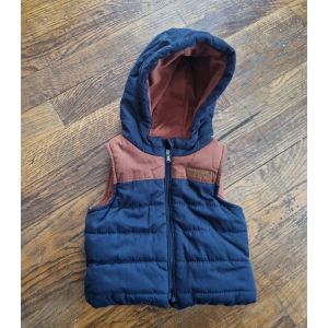 Doudoune Sans Manche Bleu Marine Et Marron Kiabi 3 Mois - Occasion