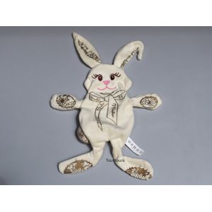 Doudou lapin plat cr&egrave;me beige Parfums M. Micaleff - Occasion