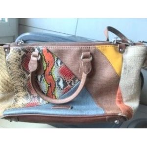 Sac &agrave; lani&egrave;re ou &agrave; bandouli&egrave;re multicolore, cuir et tissu solide, Desigual - Occasion