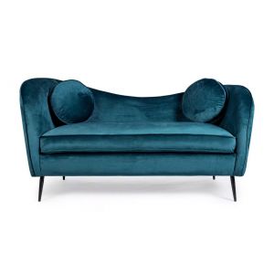 Canapé 2 Places Luxe En Velours Bleu Profond - Occasion