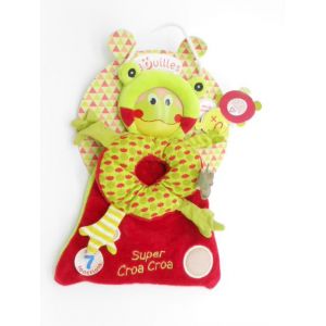 Doudou Grenouille Les Bouilles De Doudou Doudou Et Compagnie Dc2292 Croa Croa Dc 2292 Rouge Vert Grelot Bruissage Dans Le Tissu Miroir - Occasion