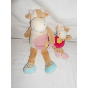 Doudou Vache Cerise Doudou Et Compagnie Avec Son Petit Col Bleu Rose Fushia Framboise - Occasion