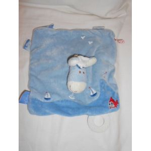 Doudou Plat Carre Bateau Poisson Rouge Bleu Ane Cheval Paco Captain Capitaine Marin Anneau Dentition Noukies Noukie's - Occasion