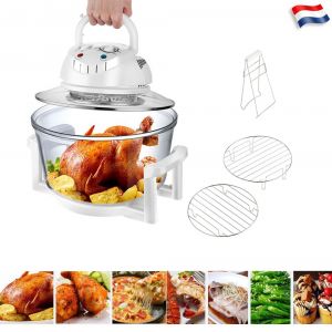 Four &agrave; convection halog&egrave;ne avec poign&eacute;e, Four Halog&egrave;ne, Four combin&eacute; grill, Accessoires Inclus, Bol de verre avec capacit&eacute; de 12L, 1300W 240V, Blanc - Occasion