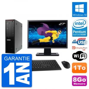 PC Lenovo P300 SFF Ecran 27" Pentium G3220 RAM 8Go Disque 1To Windows 10 Wifi - Occasion